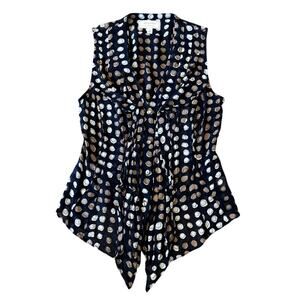 Moulinette Soeurs Anthropologie 100% Silk Sheer Polka Dot Button Top Size 0